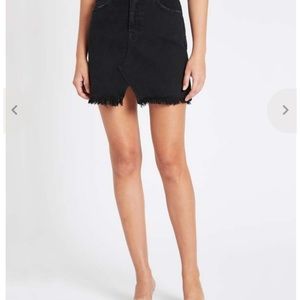 NEW J Brand Jules High Rise Stretch Denim Skirt in Distressed Black Women's 27